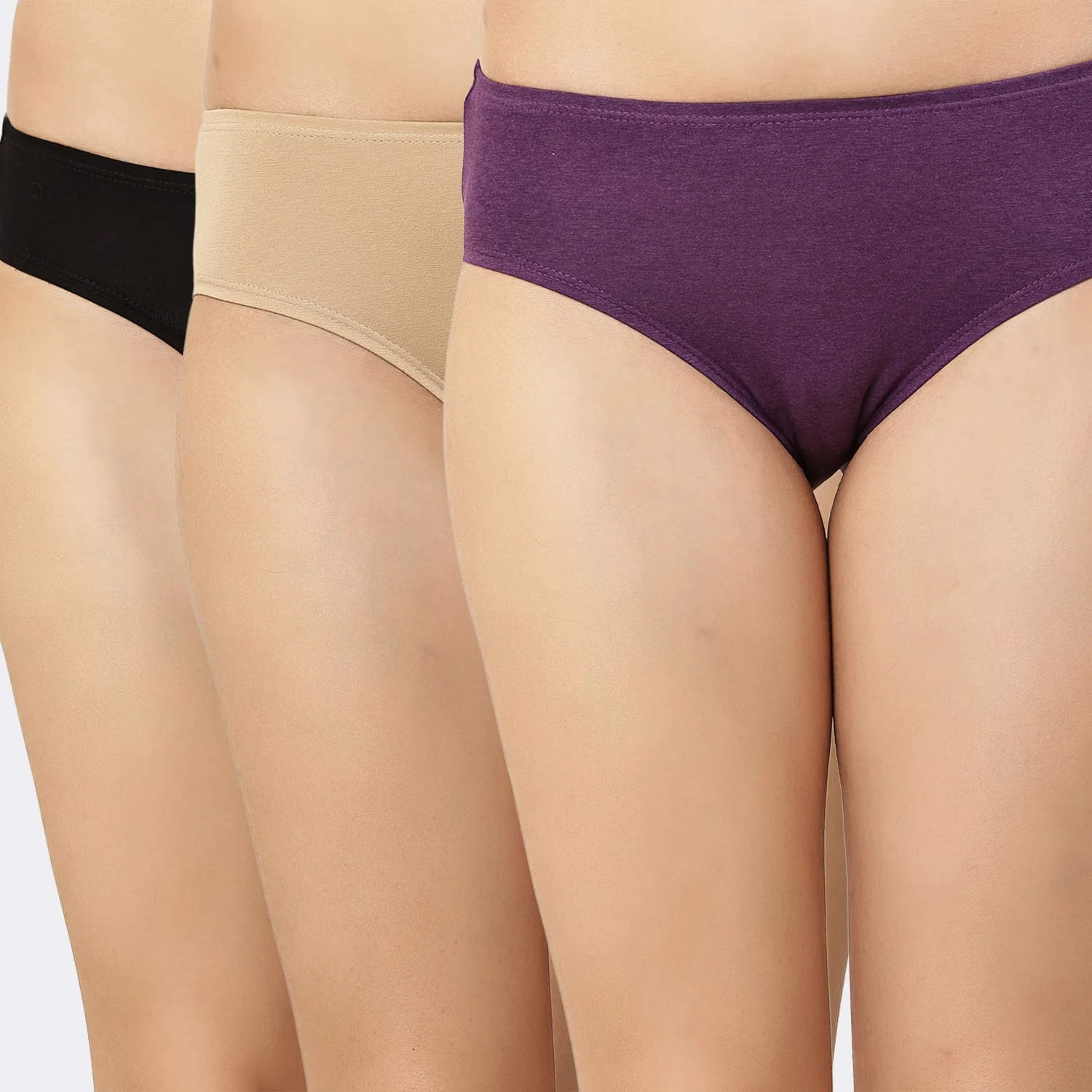 Organic Bamboo Inner elastic Mid waist Hipster for Women- (Pack of 3) - Image 38