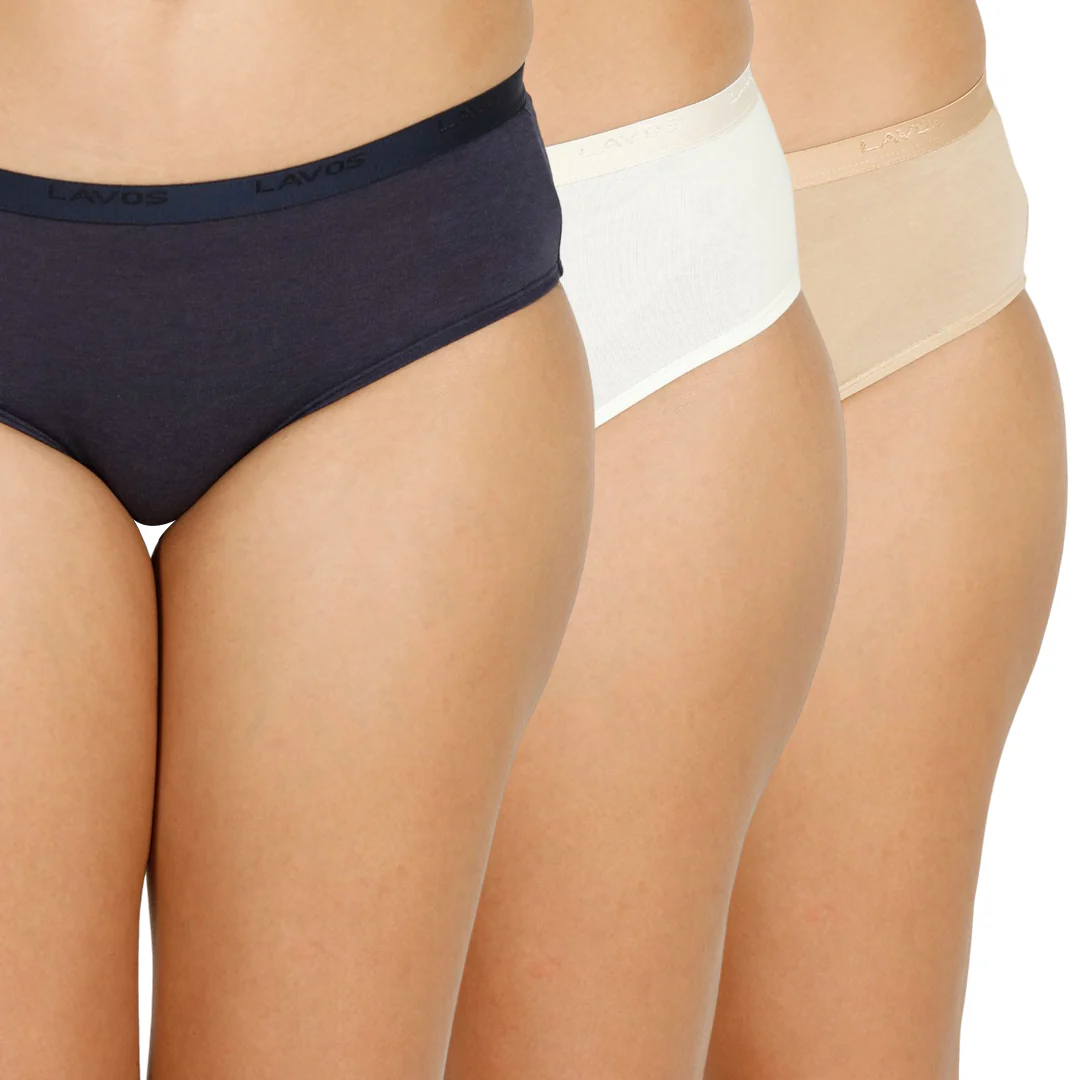 Lavos Organic Bamboo Mid Waist Hipster for Women – Outer Elastic (Pack of 3) - Image 3