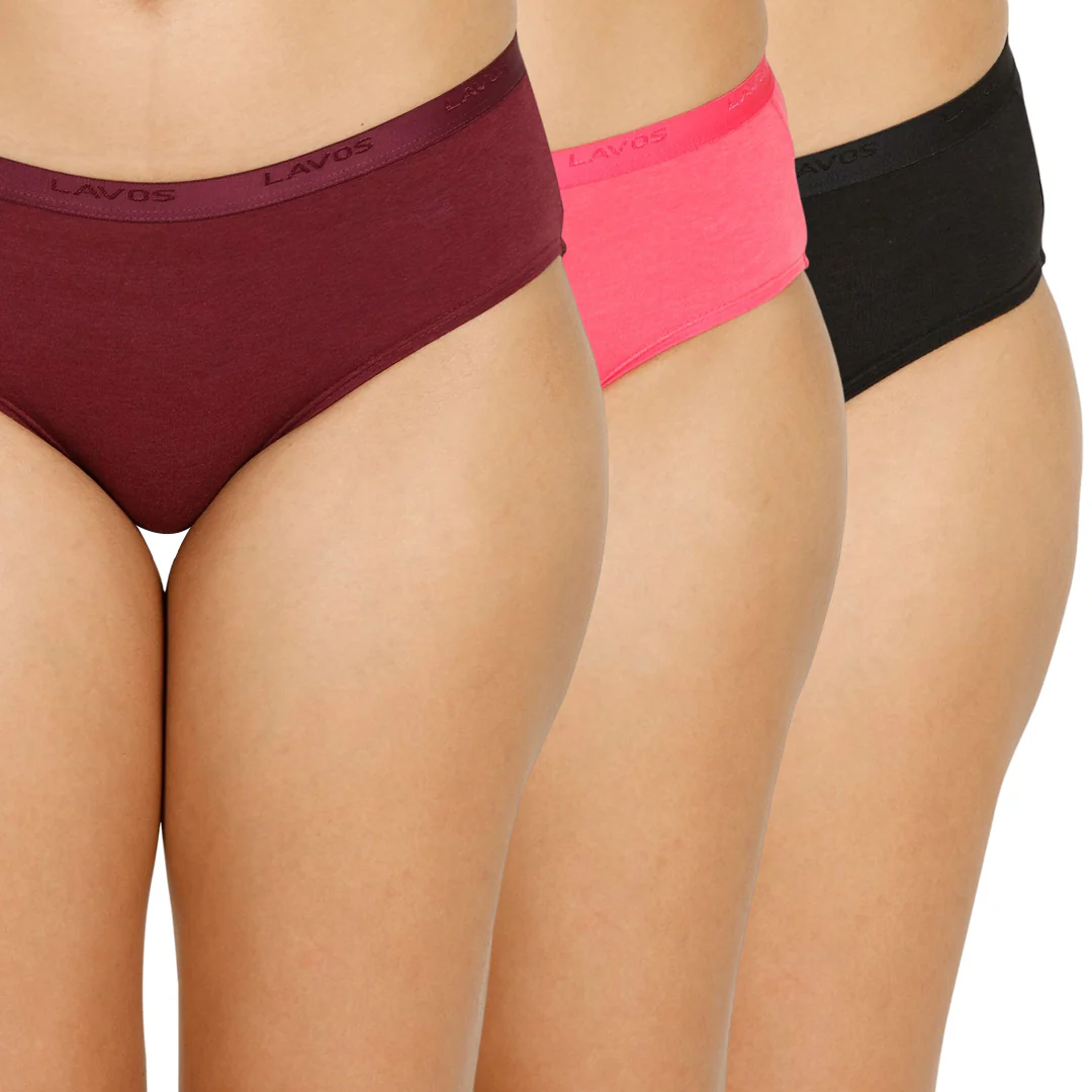 Lavos Organic Bamboo Mid Waist Hipster for Women – Outer Elastic (Pack of 3) - Image 4