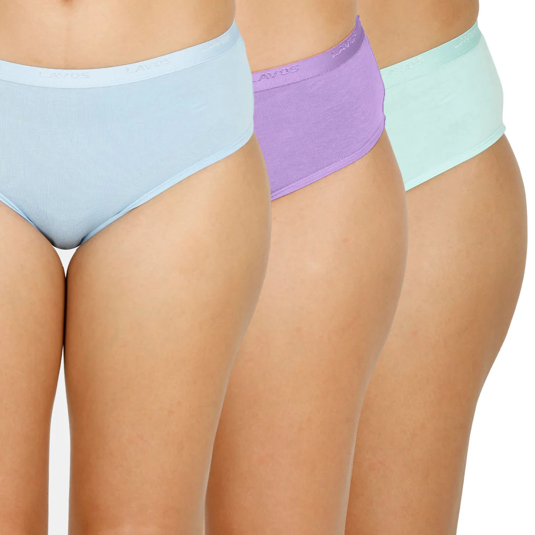 Lavos Organic Bamboo Mid Waist Hipster for Women – Outer Elastic (Pack of 3) - Image 5
