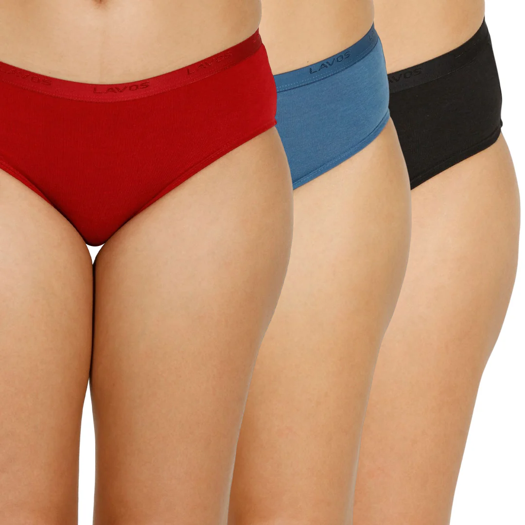 Lavos Organic Bamboo Mid Waist Hipster for Women – Outer Elastic (Pack of 3) - Image 6