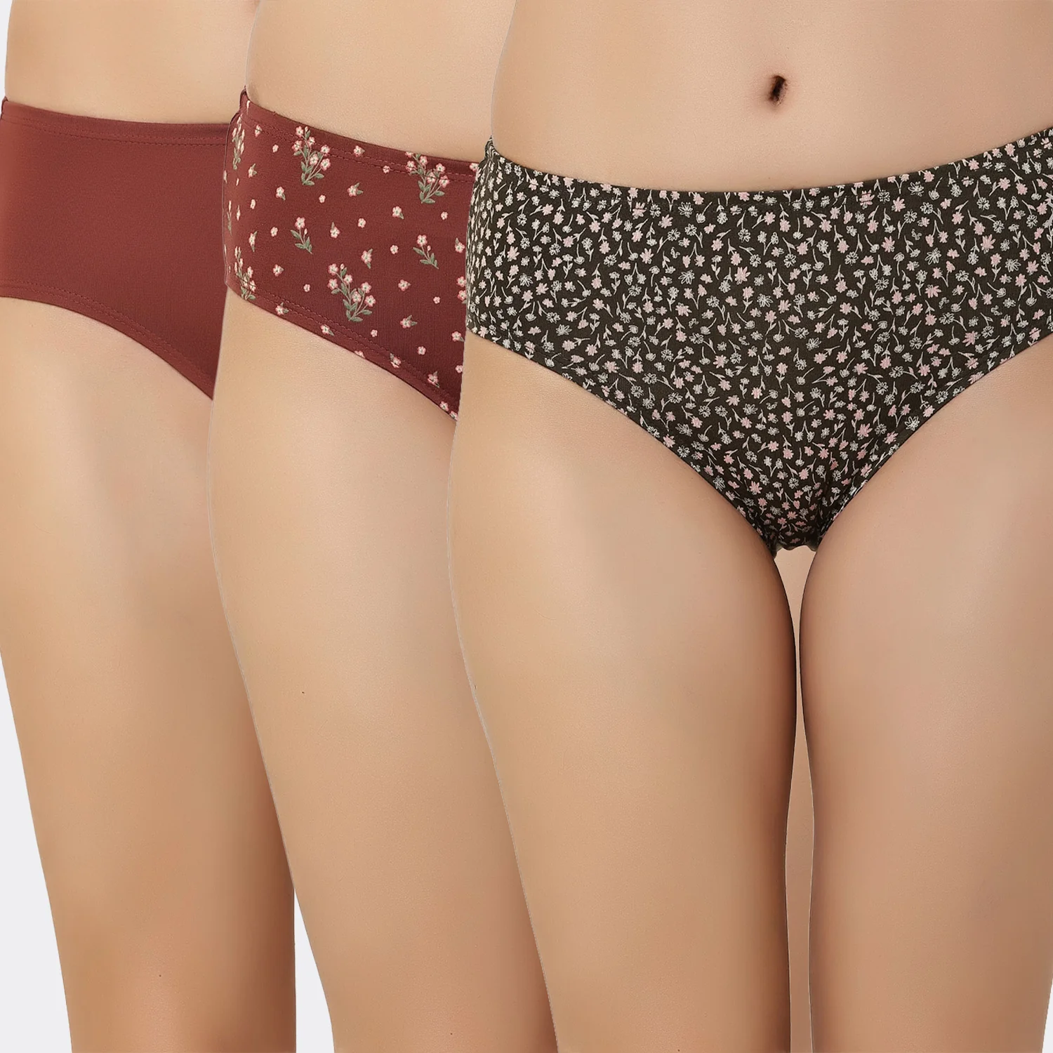 Lavos Women’s Bamboo Modal Mid Waist Hipster – Inner Elastic Comfort (Pack of 3) - Image 122