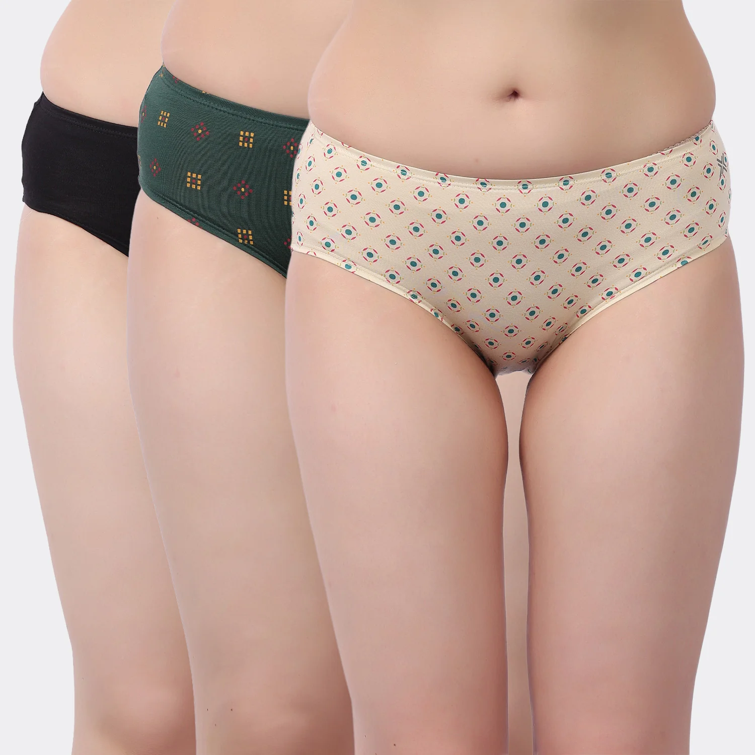 Lavos Women’s Bamboo Modal Mid Waist Hipster – Inner Elastic Comfort (Pack of 3) - Image 74