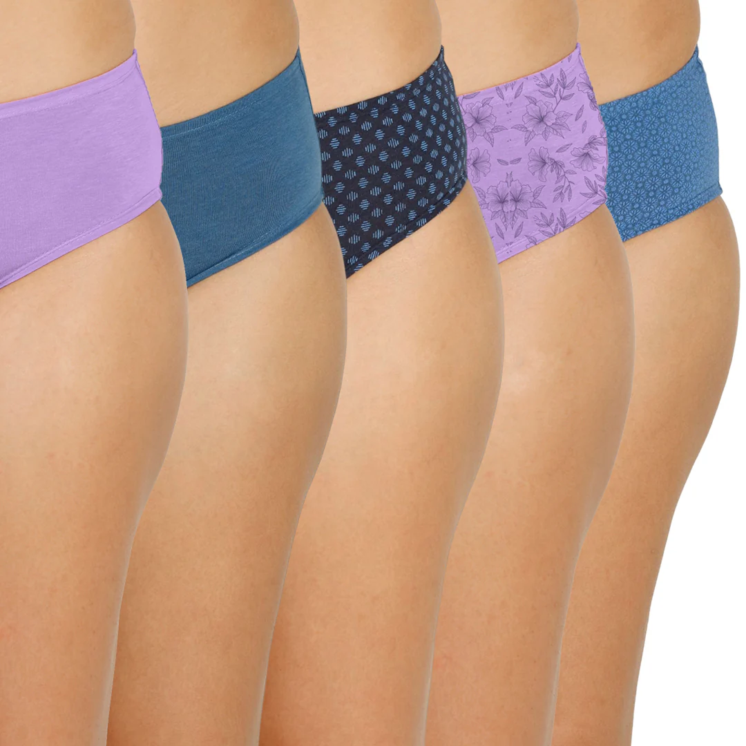 Lavos Organic Bamboo Mid Waist Hipster for Women – Inner Elastic (Pack of 5) - Image 3