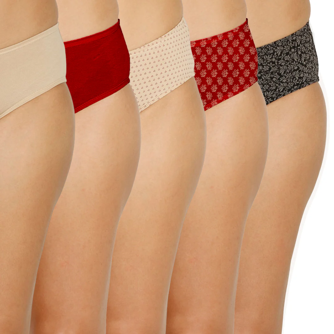 Lavos Organic Bamboo Mid Waist Hipster for Women – Inner Elastic (Pack of 5) - Image 4
